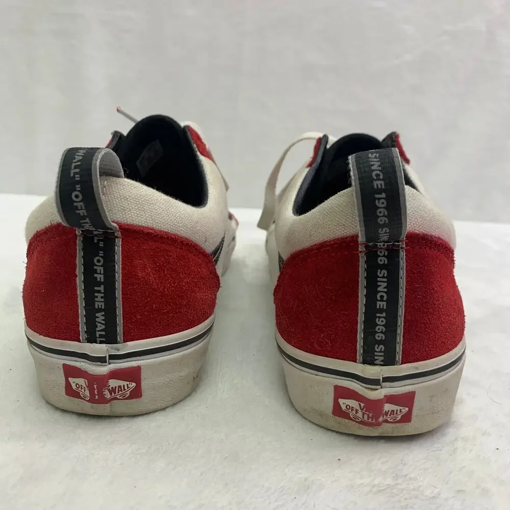 Vans Off the Wall Mens Sz 10.5 Old Skool Red Black White Colorblock Webbing READ